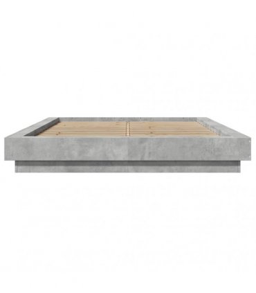 vidaXL Bed Frame with LED without Mattress Concrete Grey 135x190 cm