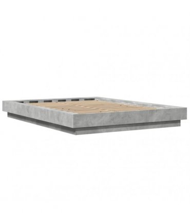 vidaXL Bed Frame with LED without Mattress Concrete Grey 135x190 cm