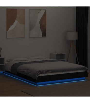 vidaXL Bed Frame with LED Lights without Mattress Black 120x190cm