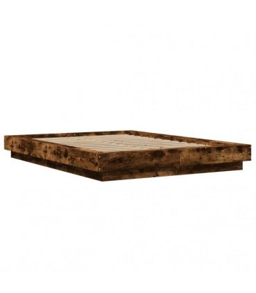 vidaXL Bed Frame with LED Lights without Mattress Smoked Oak 120x190cm
