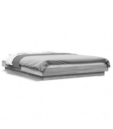 vidaXL Bed Frame with LED without Mattress Grey Sonoma 120x190 cm