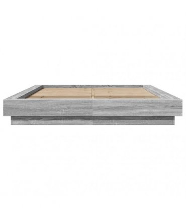 vidaXL Bed Frame with LED without Mattress Grey Sonoma 120x190 cm