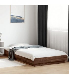 vidaXL Bed Frame with LED Lights without Mattress Brown Oak 90x190cm