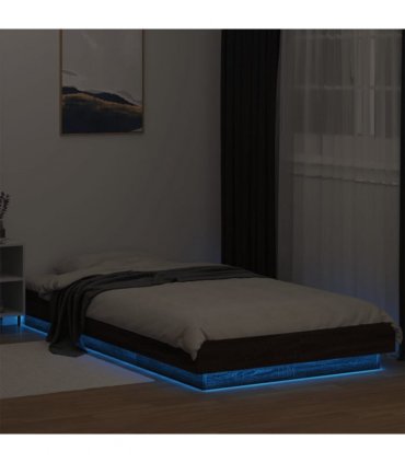vidaXL Bed Frame with LED Lights without Mattress Brown Oak 90x190cm
