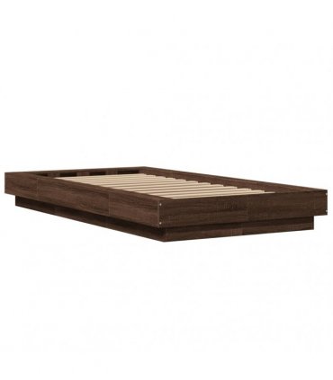 vidaXL Bed Frame with LED Lights without Mattress Brown Oak 90x190cm