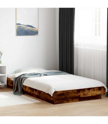 vidaXL Bed Frame without Mattress Smoked Oak 100x200 cm