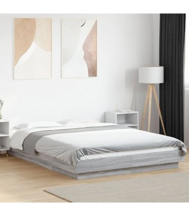 vidaXL Bed Frame without Mattress Grey Sonoma 135x190 cm