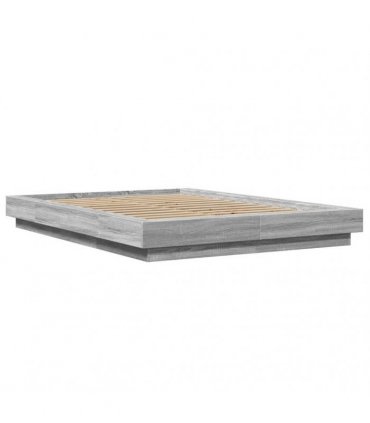 vidaXL Bed Frame without Mattress Grey Sonoma 135x190 cm