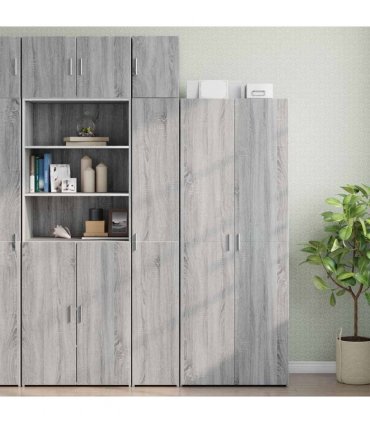 vidaXL Slim Storage Cabinet Grey Sonoma 30x42,5x225 cm Engineered Wood