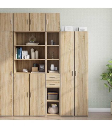 vidaXL Slim Storage Cabinet Sonoma Oak 30x42,5x225 cm Engineered Wood