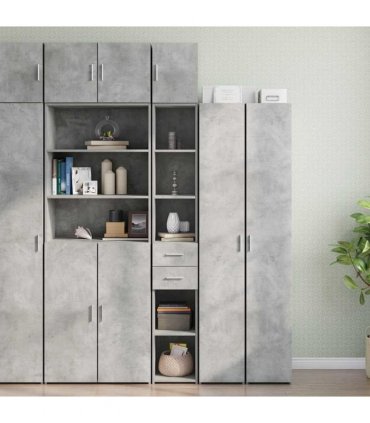 vidaXL Slim Storage Cabinet Concrete Grey 30x42.5x225 cm