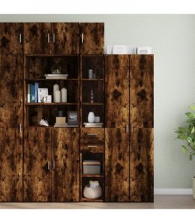 vidaXL Slim Storage Cabinet Smoked Oak 30x42,5x225 cm Engineered Wood