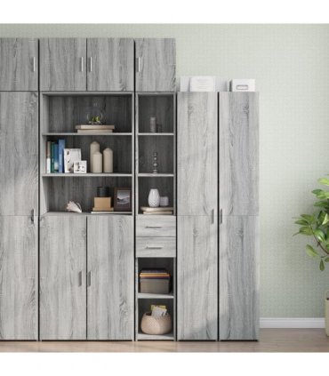 vidaXL Slim Storage Cabinet Grey Sonoma 30x42,5x225 cm Engineered Wood