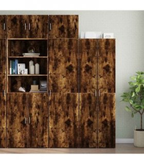 vidaXL Slim Storage Cabinet Smoked Oak 50x42,5x225 cm Engineered Wood