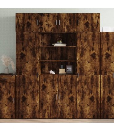 vidaXL Storage Cabinet Smoked Oak 80x42,5x225 cm Engineered Wood