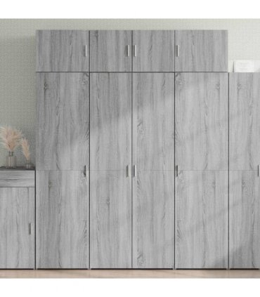 vidaXL Storage Cabinet Grey Sonoma 80x42,5x225 cm Engineered Wood