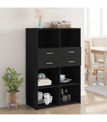 vidaXL Highboard Black 80x42,5x124 cm Engineered Wood