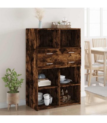 vidaXL Highboard Smoked Oak 80x42,5x124 cm Engineered Wood