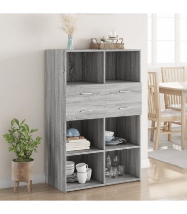 vidaXL Highboard Grey Sonoma 80x42,5x124 cm Engineered Wood