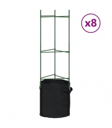 vidaXL Tomato Cages with Plant Bags 8 pcs 116 cm Steel and PP