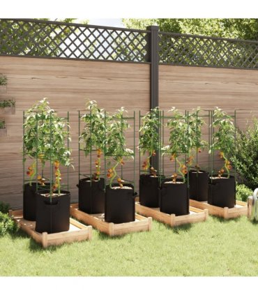 vidaXL Tomato Cages with Plant Bags 8 pcs 116 cm Steel and PP
