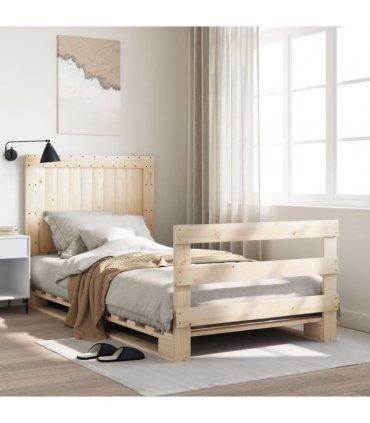 vidaXL Bed Frame without Mattress with Headboard 100x200 cm Solid Wood