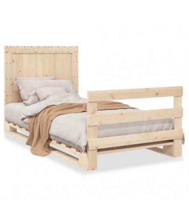 vidaXL Bed Frame without Mattress with Headboard 100x200 cm Solid Wood