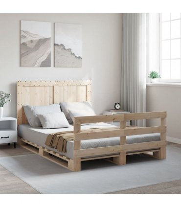 vidaXL Bed Frame without Mattress with Headboard 140x200 cm Solid Wood