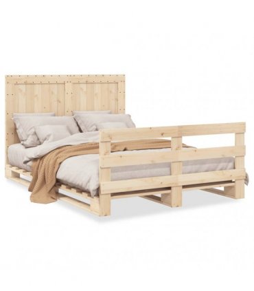 vidaXL Bed Frame without Mattress with Headboard 140x200 cm Solid Wood