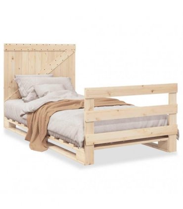 vidaXL Bed Frame without Mattress with Headboard 100x200 cm Solid Wood
