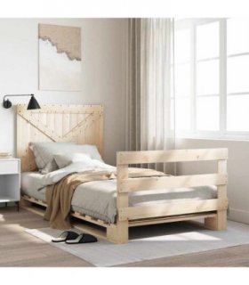 vidaXL Bed Frame without Mattress with Headboard 100x200 cm Solid Wood