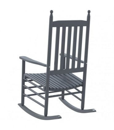 vidaXL Rocking Chairs with Curved Seats 2 pcs Grey Solid Wood Poplar