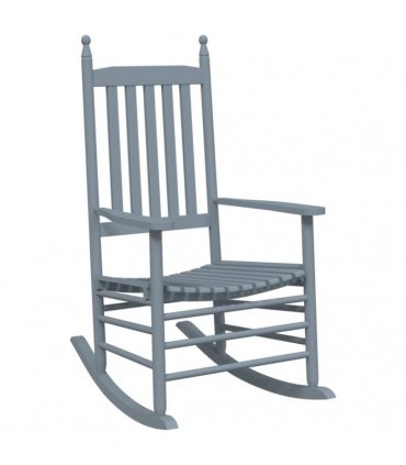 vidaXL Rocking Chairs 2pcs with Foldable Table Grey Solid Wood Poplar