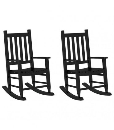 vidaXL Rocking Chairs for Children 2 pcs Black Solid Wood Poplar