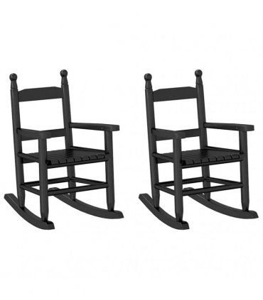 vidaXL Rocking Chairs for Children 2 pcs Black Solid Wood Poplar