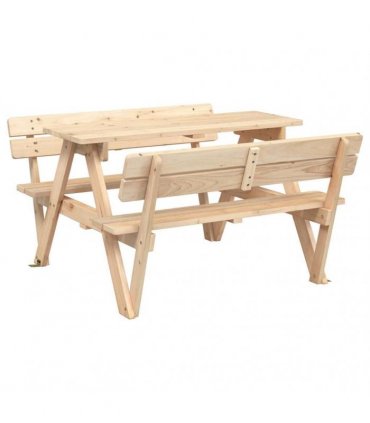 vidaXL Picnic Table for 4 Kids with Umbrella Solid Wood Fir