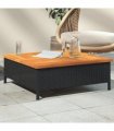 vidaXL Garden Table Black 70x70x25 cm Rattan and Acacia Wood
