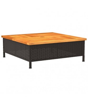 vidaXL Garden Table Black 70x70x25 cm Rattan and Acacia Wood