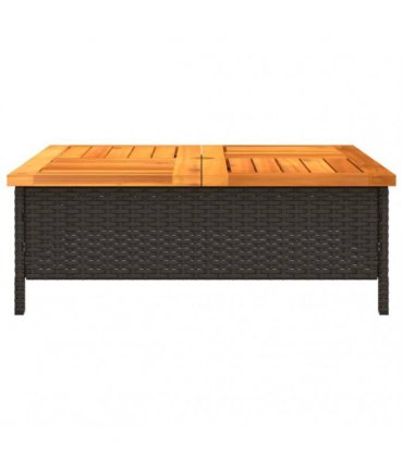 vidaXL Garden Table Black 70x70x25 cm Rattan and Acacia Wood