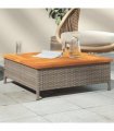 vidaXL Garden Table Grey 70x70x25 cm Rattan and Acacia Wood