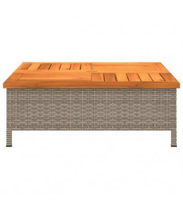 vidaXL Garden Table Grey 70x70x25 cm Rattan and Acacia Wood