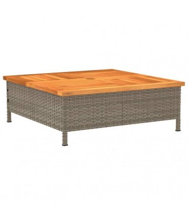 vidaXL Garden Table Grey 70x70x25 cm Rattan and Acacia Wood