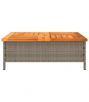 vidaXL Garden Table Grey 70x70x25 cm Rattan and Acacia Wood