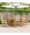 vidaXL 7 Piece Garden Dining Set Beige Poly Rattan and Solid Wood