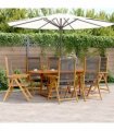 vidaXL 7 Piece Garden Dining Set Grey Polypropylene and Solid Wood