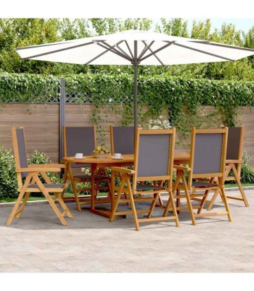 vidaXL 7 Piece Garden Dining Set Anthracite Fabric and Solid Wood