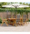 vidaXL 7 Piece Garden Dining Set Grey Polypropylene and Solid Wood
