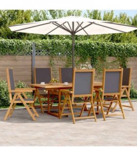 vidaXL 7 Piece Garden Dining Set Anthracite Fabric and Solid Wood
