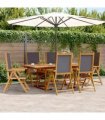 vidaXL 7 Piece Garden Dining Set Anthracite Fabric and Solid Wood