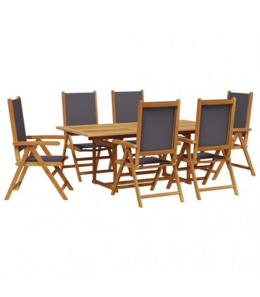 vidaXL 7 Piece Garden Dining Set Anthracite Fabric and Solid Wood